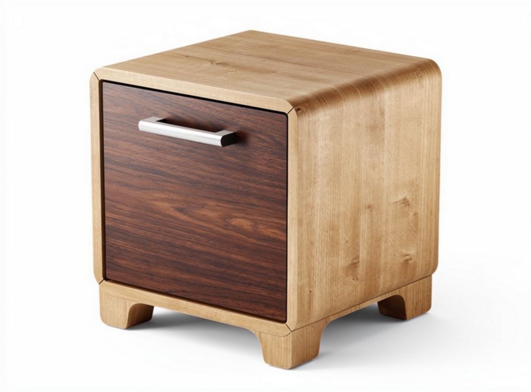 Stolik nocny z drewna naturalnego w kolorze jasnym i ciemnym 40 x 40 x 45cm