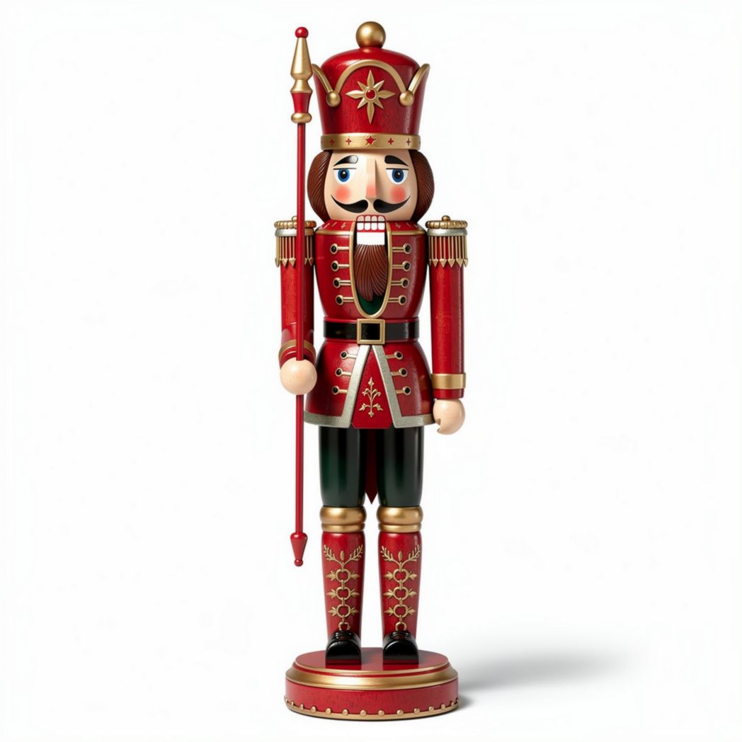 Drewniana figurka żołnierza 40 cm w kolorze czerwonym i zielonym